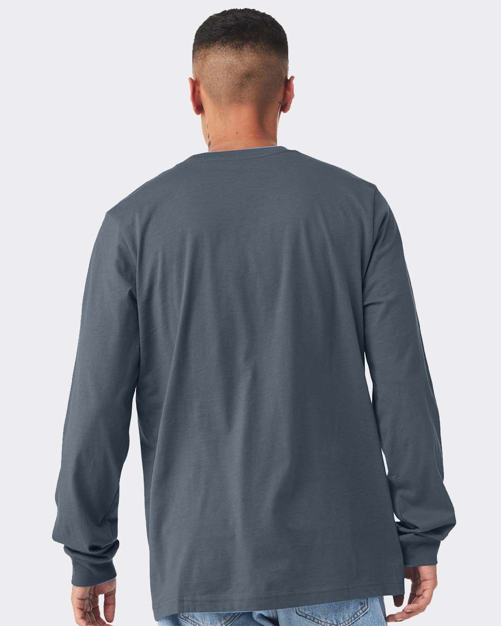 Unisex Long Sleeve Tee - Vintage Navy (on model)