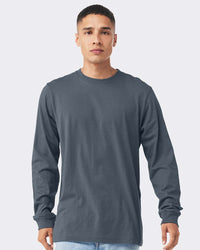 Unisex Long Sleeve Tee - Vintage Navy (on model)
