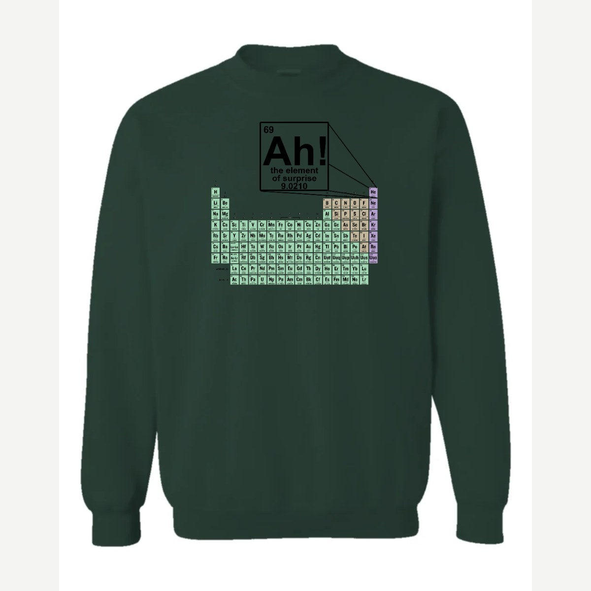 Ah! The Element of Surprise — Crewneck Sweatshirt / Forest Green