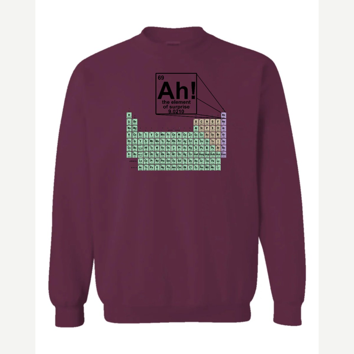 Ah! The Element of Surprise — Crewneck Sweatshirt / Maroon