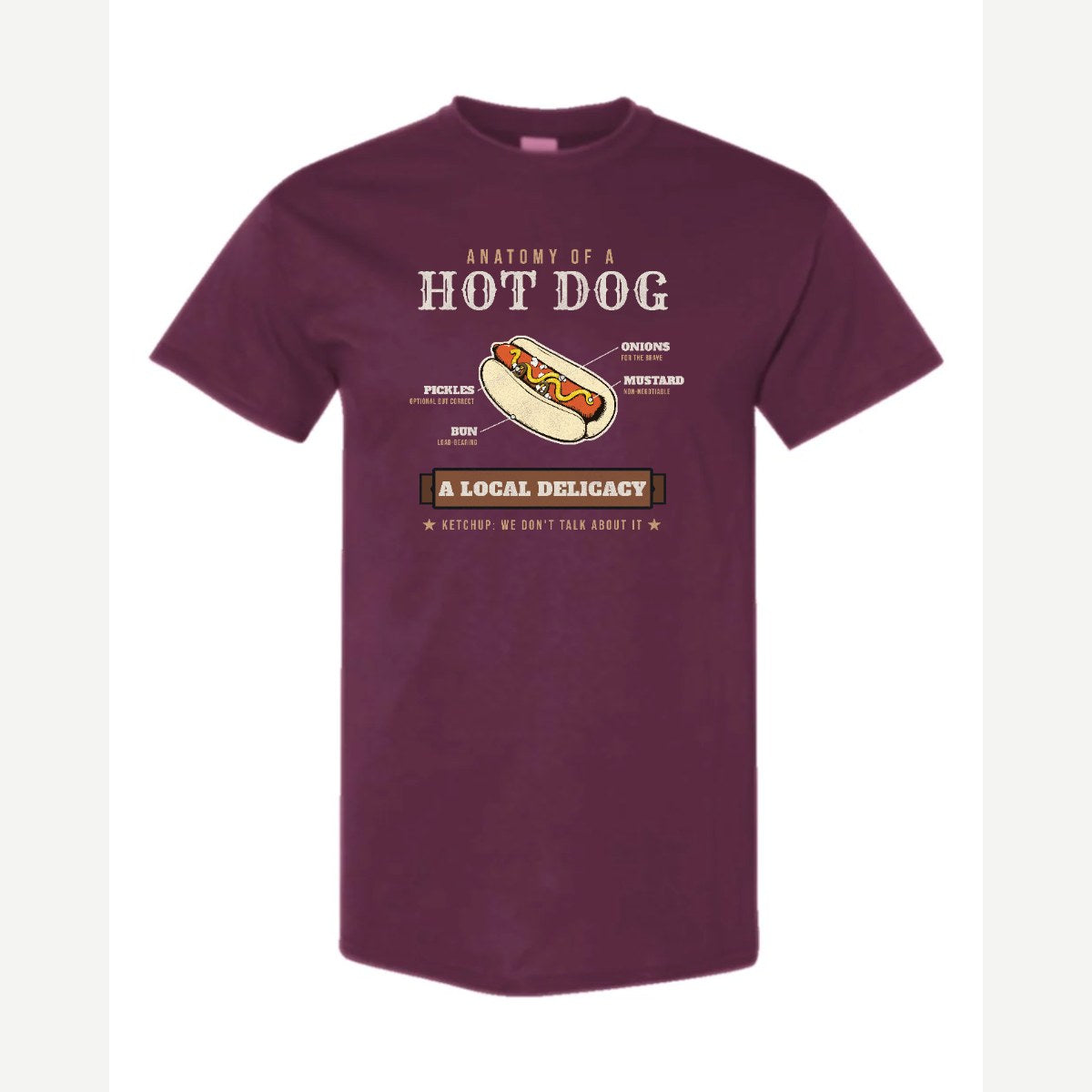 Anatomy of a Hot Dog — Classic Tee / Maroon