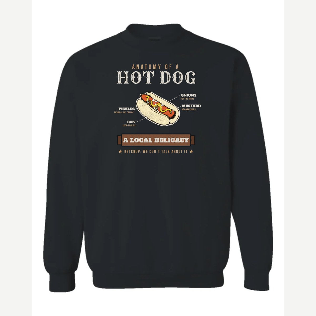 Anatomy of a Hot Dog — Crewneck Sweatshirt / Black