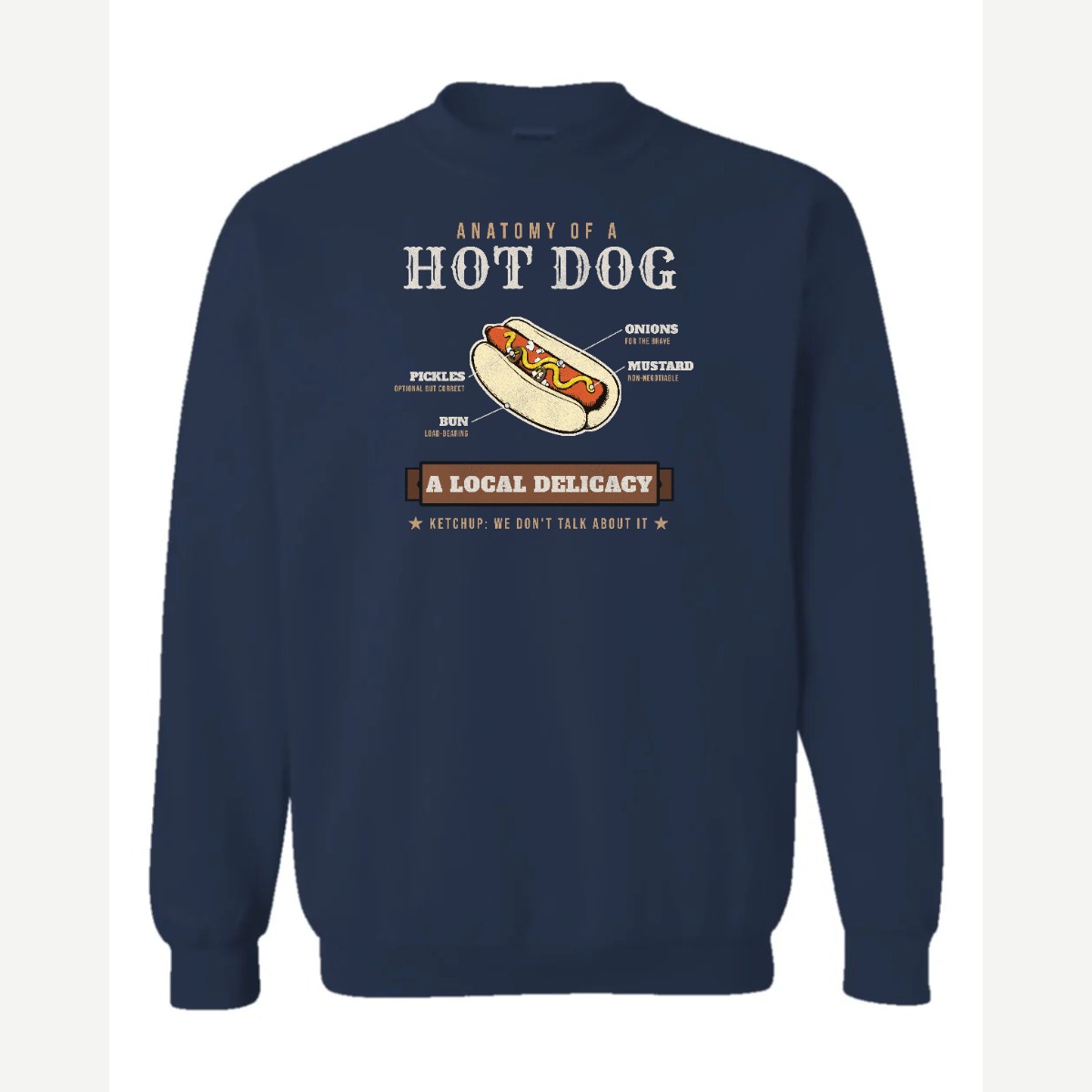 Anatomy of a Hot Dog — Crewneck Sweatshirt / Navy