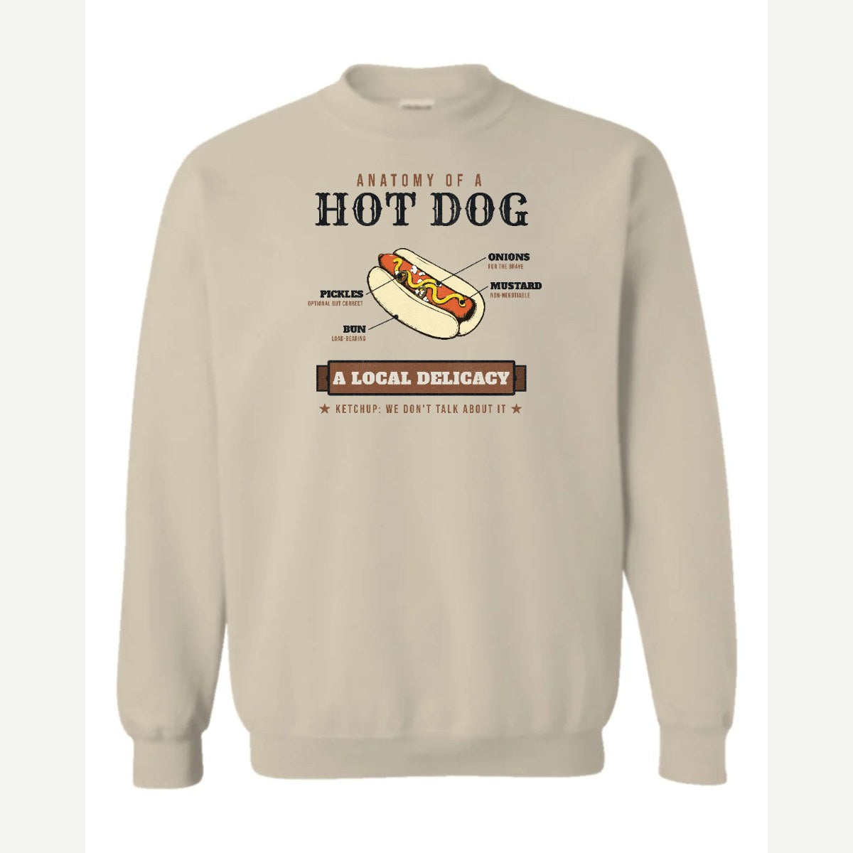 Anatomy of a Hot Dog — Crewneck Sweatshirt / Sand