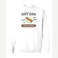 Anatomy of a Hot Dog — Crewneck Sweatshirt / White
