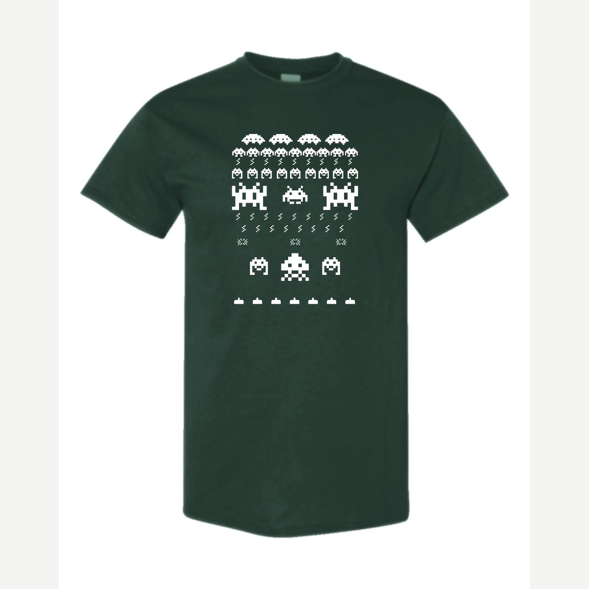 Arcade Invaders Christmas — Classic Tee / Forest Green