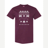 Arcade Invaders Christmas — Classic Tee / Maroon