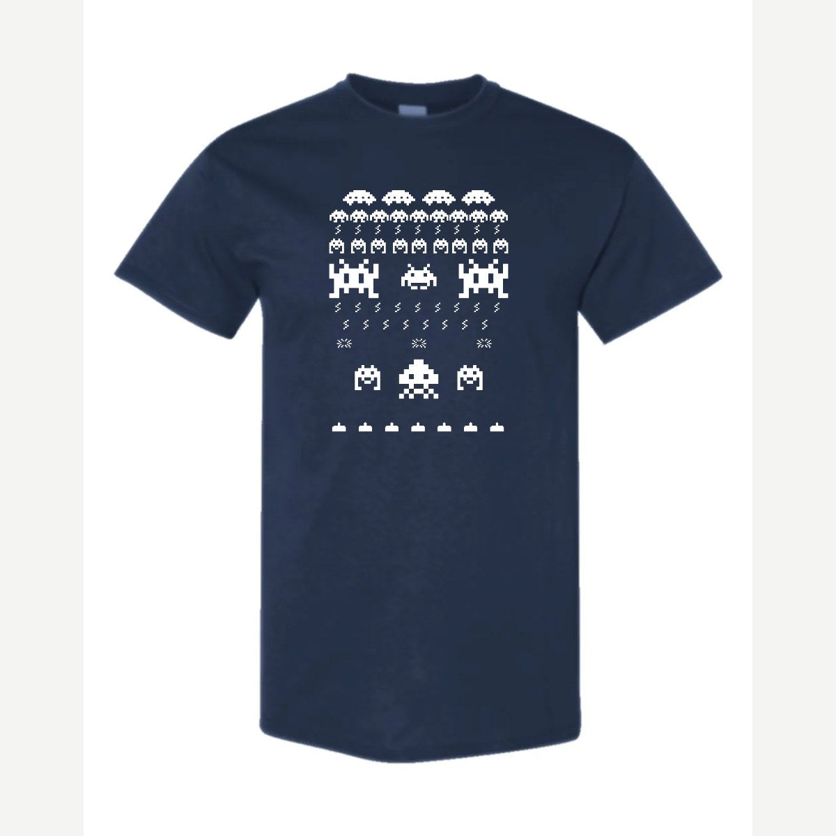 Arcade Invaders Christmas — Classic Tee / Navy