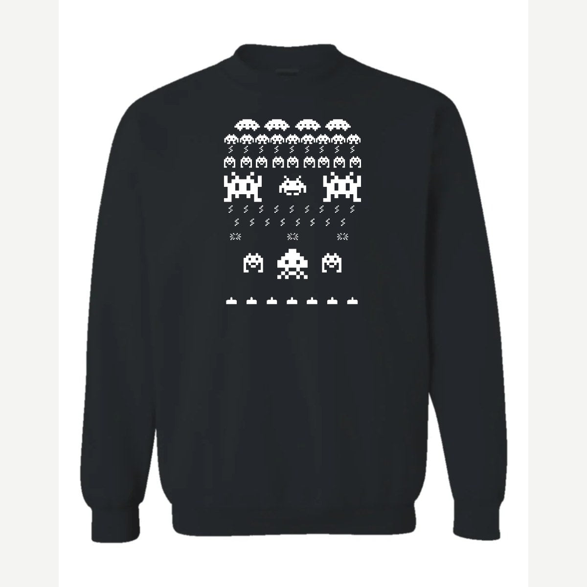 Arcade Invaders Christmas — Crewneck Sweatshirt / Black