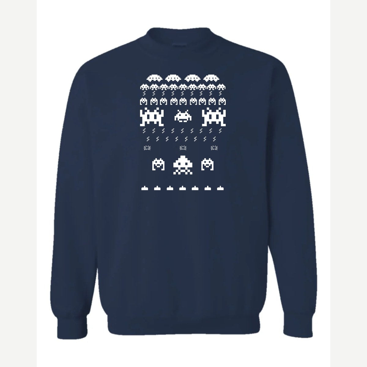 Arcade Invaders Christmas — Crewneck Sweatshirt / Navy