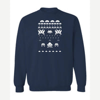 Arcade Invaders Christmas — Crewneck Sweatshirt / Navy