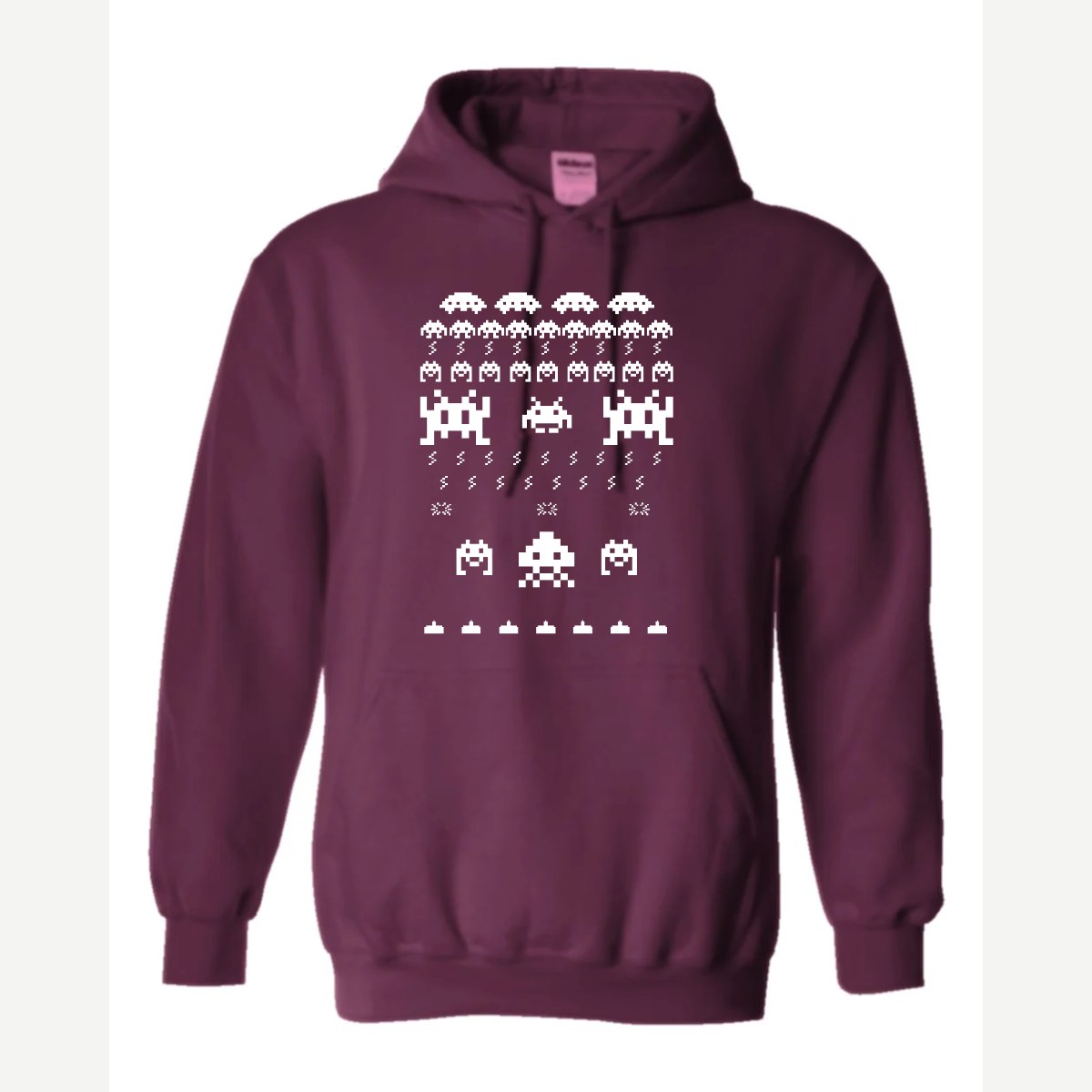 Arcade Invaders Christmas — Hoodie / Maroon