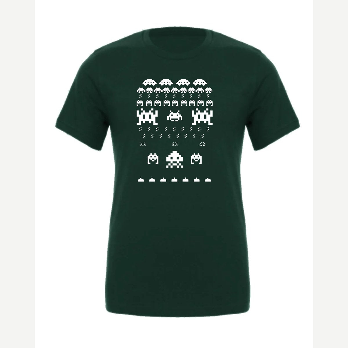 Arcade Invaders Christmas — Premium Tee / Forest