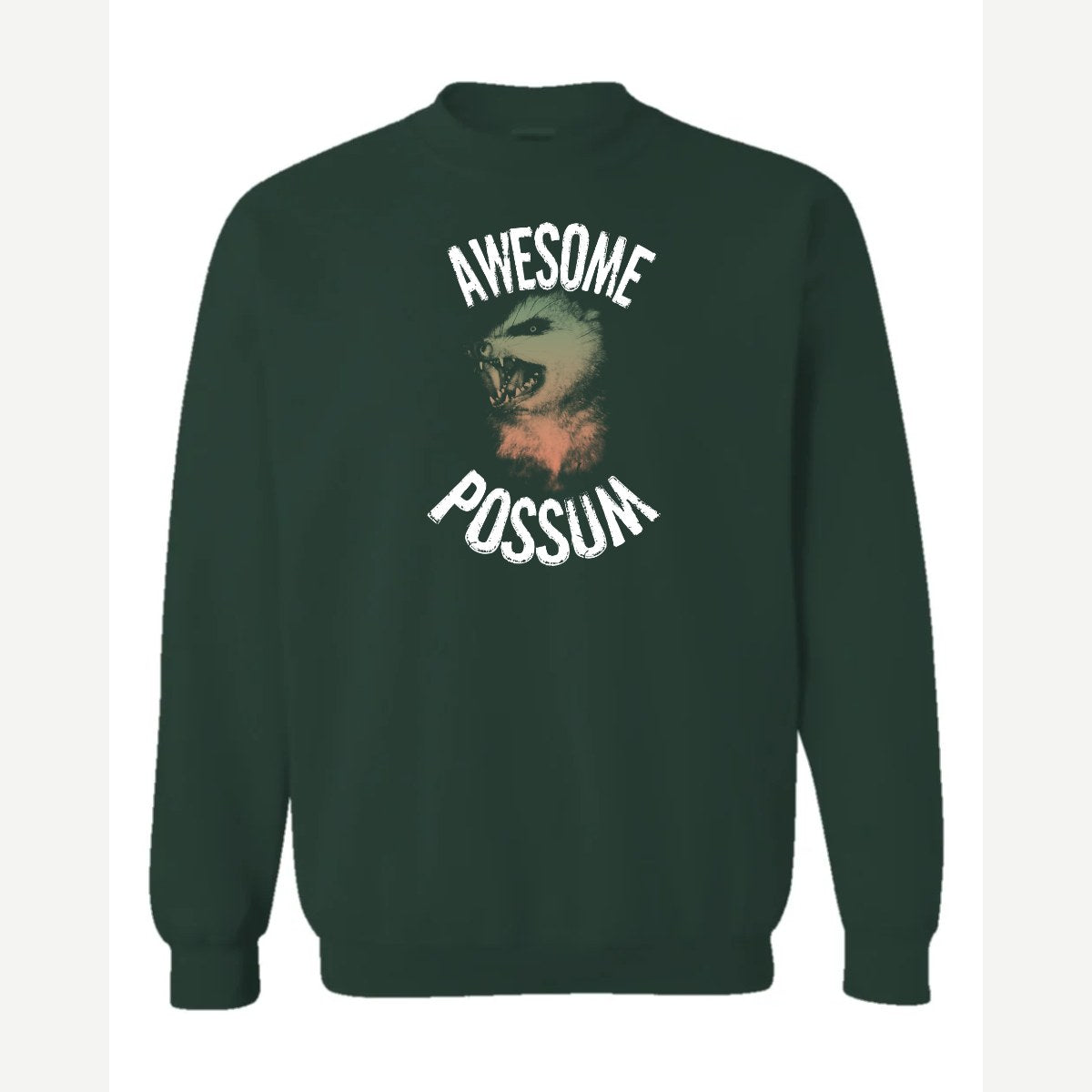 Awesome Possum — Crewneck Sweatshirt / Forest Green