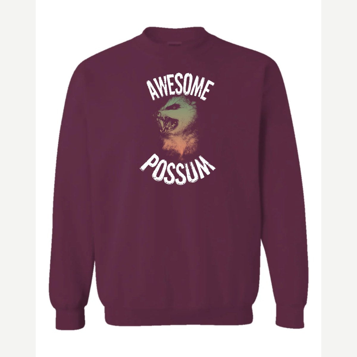 Awesome Possum — Crewneck Sweatshirt / Maroon
