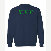 BEER:30 (Digital Clock) — Crewneck Sweatshirt / Navy