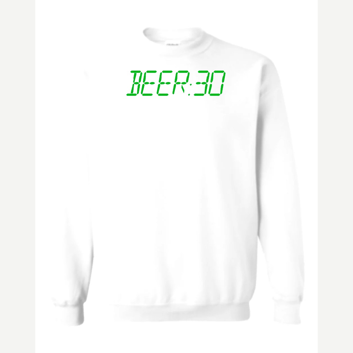 BEER:30 (Digital Clock) — Crewneck Sweatshirt / White