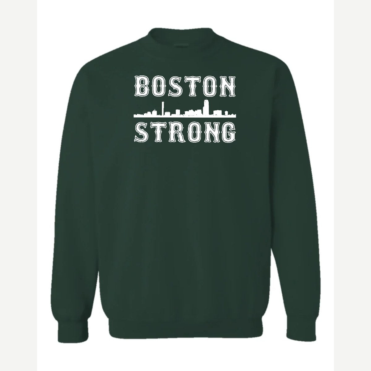 Boston Strong Skyline — Crewneck Sweatshirt / Forest Green