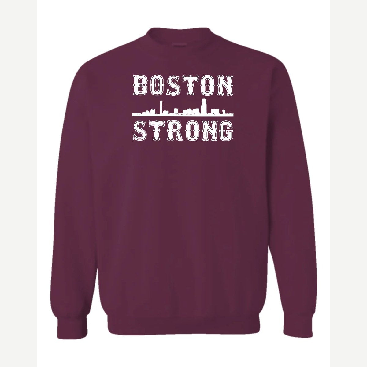Boston Strong Skyline — Crewneck Sweatshirt / Maroon