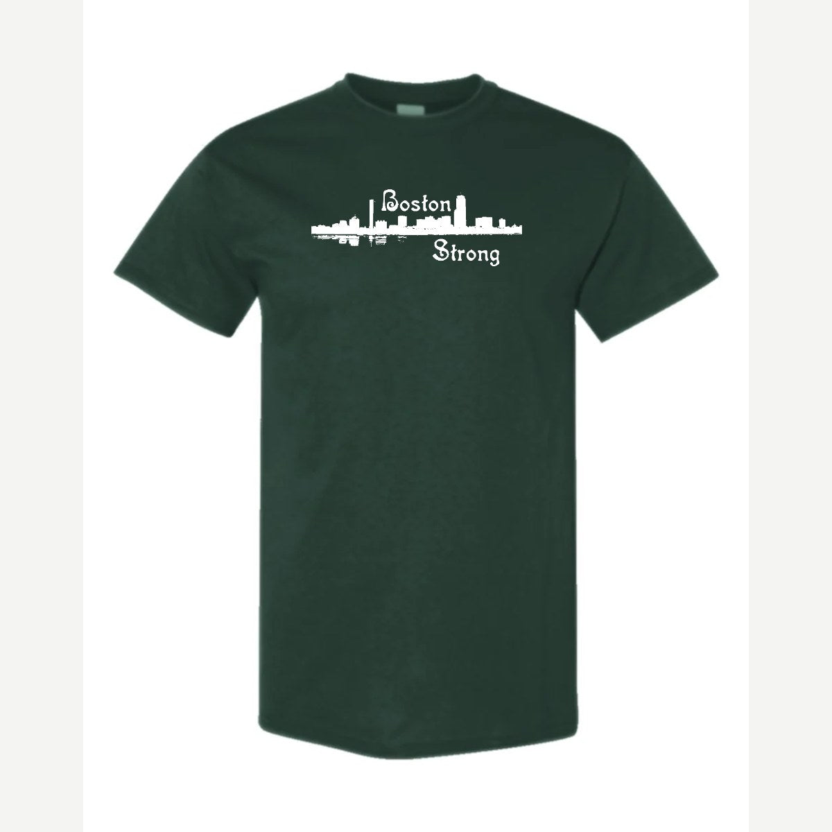 Boston Strong Skyline (Script) — Classic Tee / Forest Green