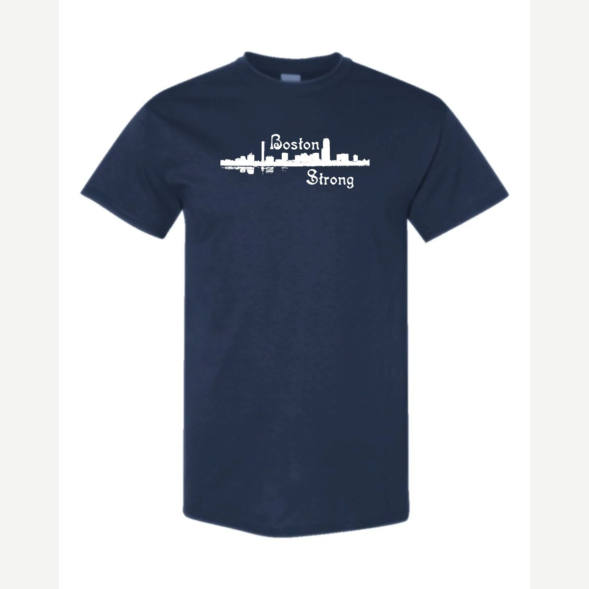 Boston Strong Skyline (Script) — Classic Tee / Navy