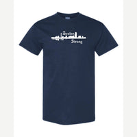 Boston Strong Skyline (Script) — Classic Tee / Navy