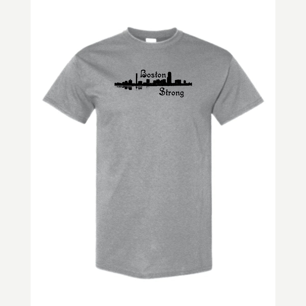 Boston Strong Skyline (Script) — Classic Tee / Sport Grey