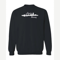 Boston Strong Skyline (Script) — Crewneck Sweatshirt / Black
