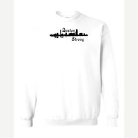Boston Strong Skyline (Script) — Crewneck Sweatshirt / White
