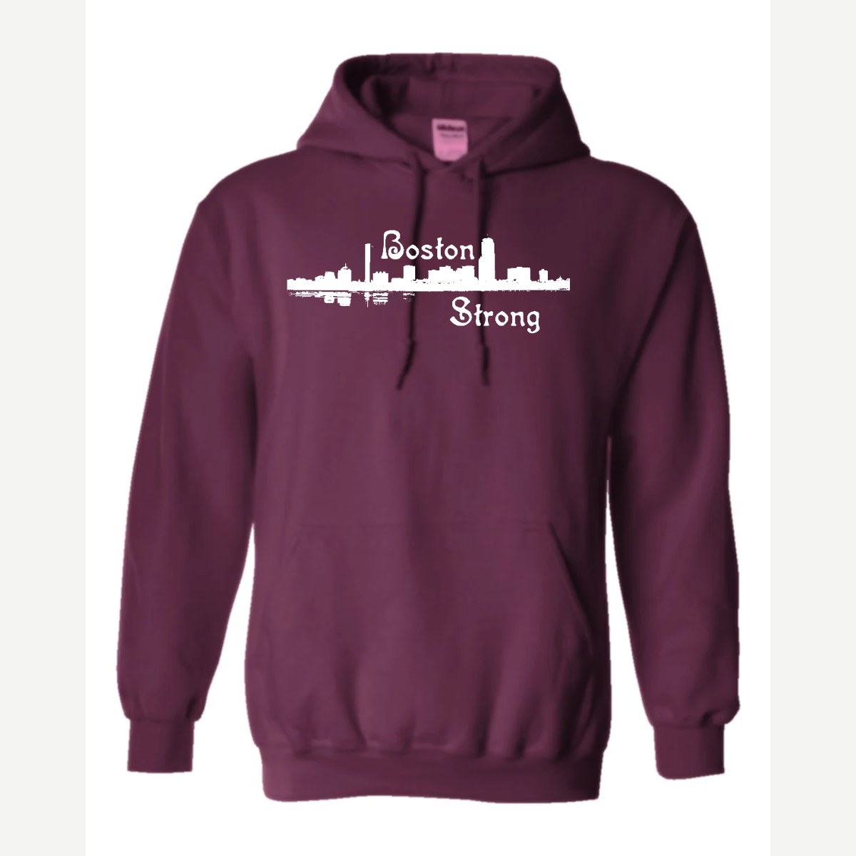 Boston Strong Skyline (Script) — Hoodie / Maroon