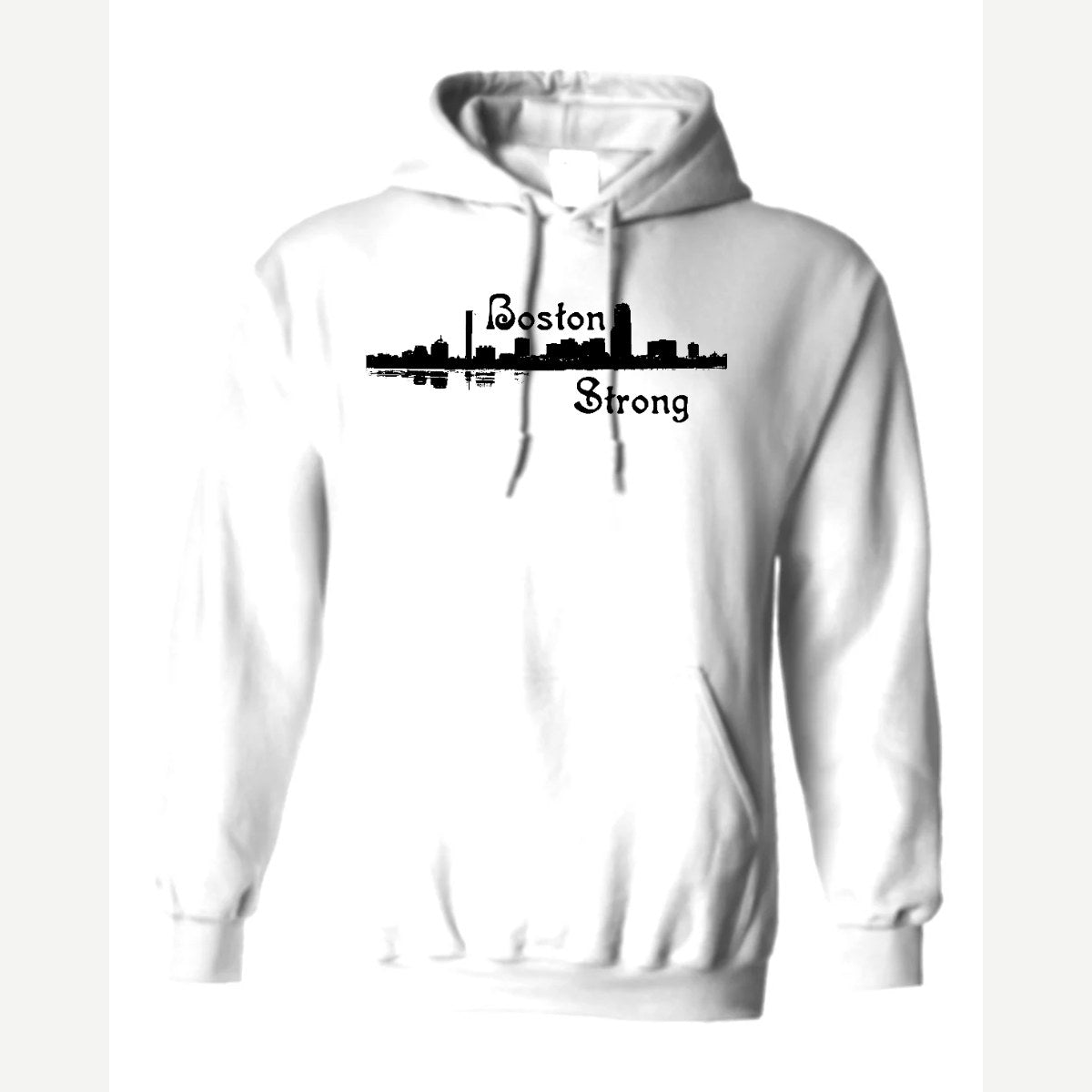 Boston Strong Skyline (Script) — Hoodie / White