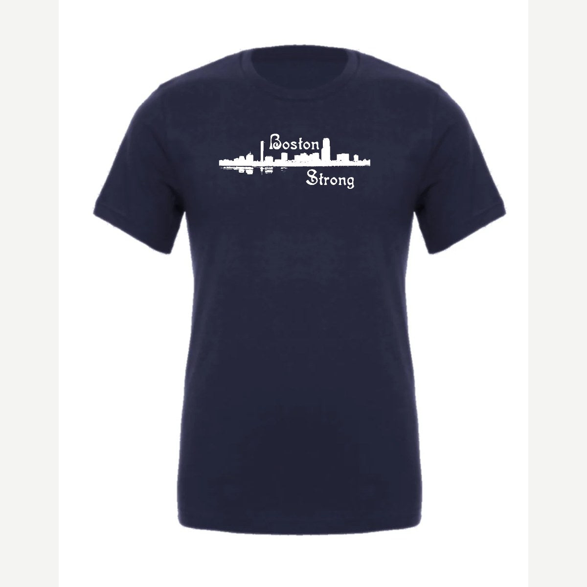 Boston Strong Skyline (Script) — Premium Tee / Navy