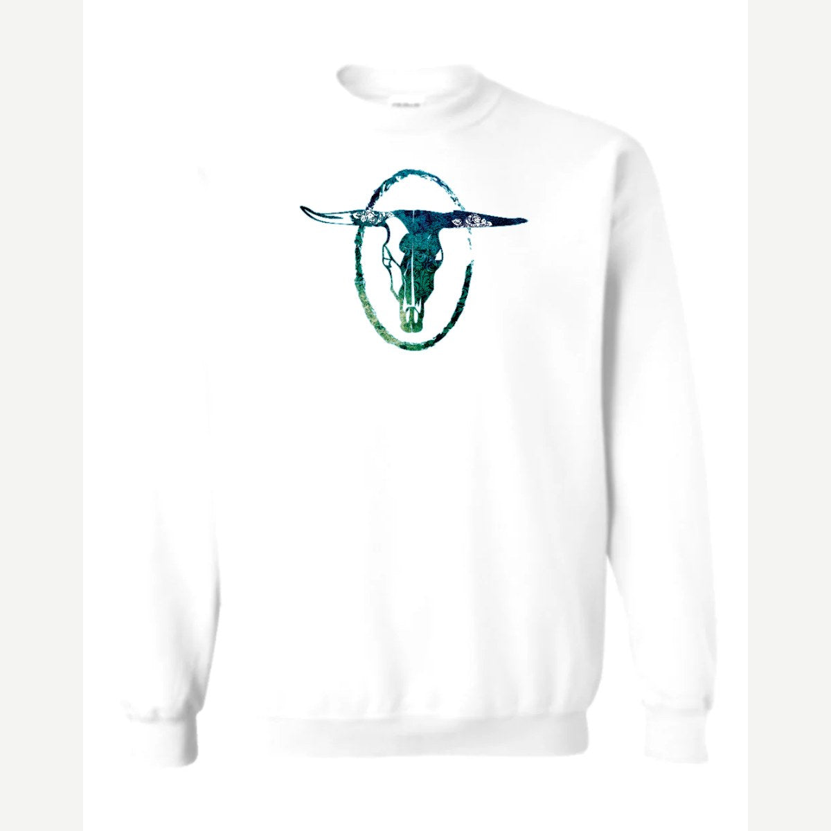 Bull Skull — Crewneck Sweatshirt / White