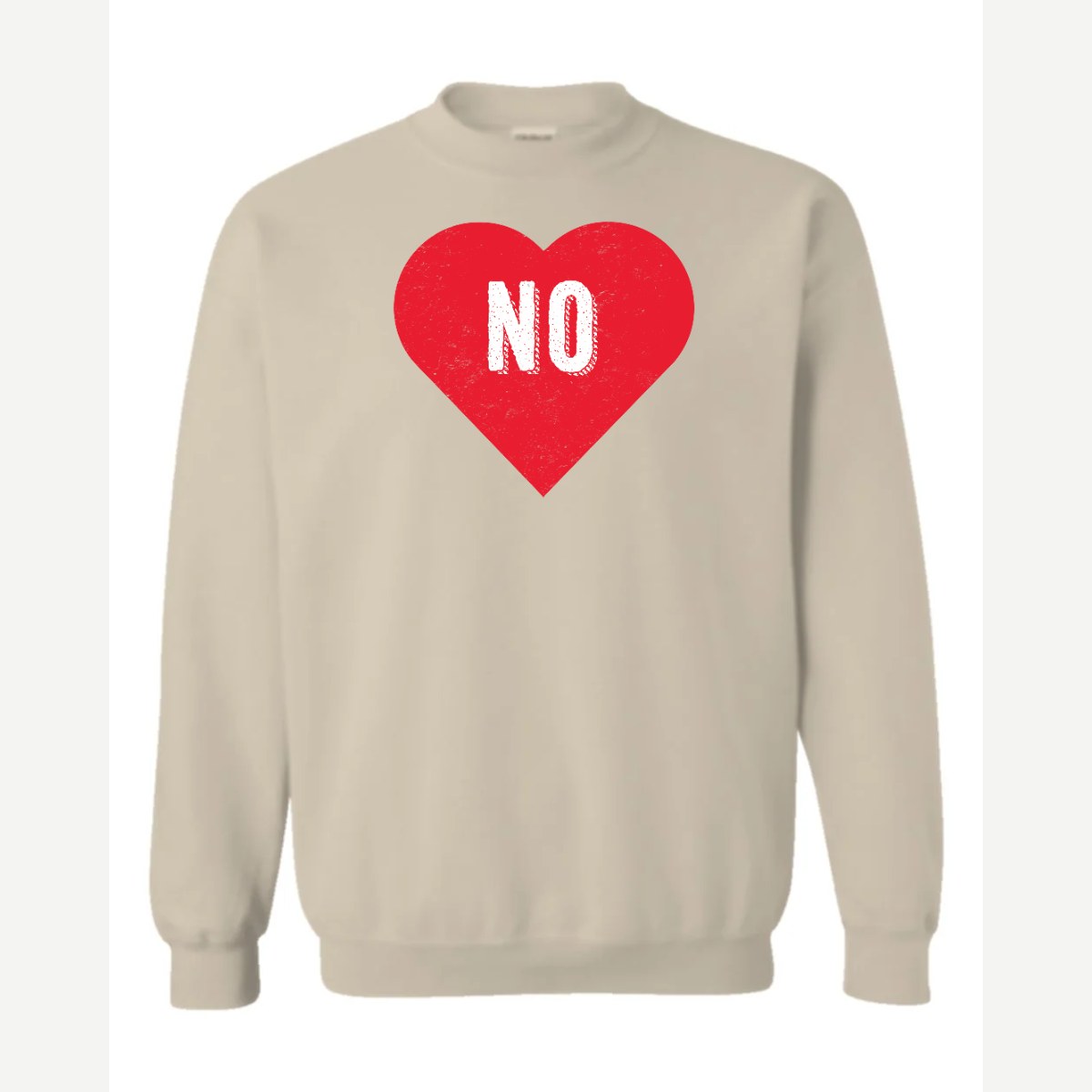 Candy Heart says NO — Crewneck Sweatshirt / Sand