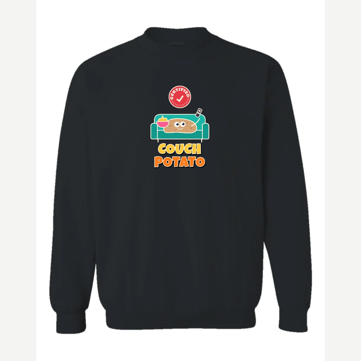 Certified Couch Potato — Crewneck Sweatshirt / Black