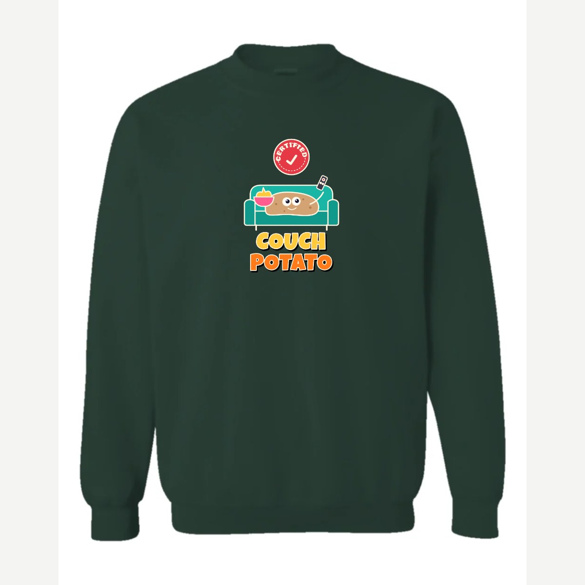 Certified Couch Potato — Crewneck Sweatshirt / Forest Green