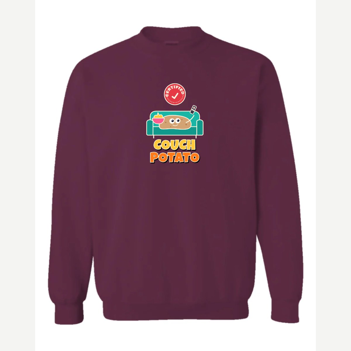 Certified Couch Potato — Crewneck Sweatshirt / Maroon