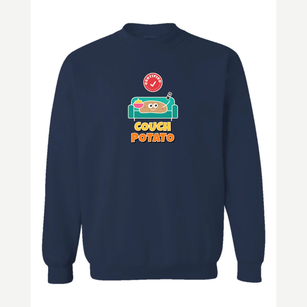 Certified Couch Potato — Crewneck Sweatshirt / Navy