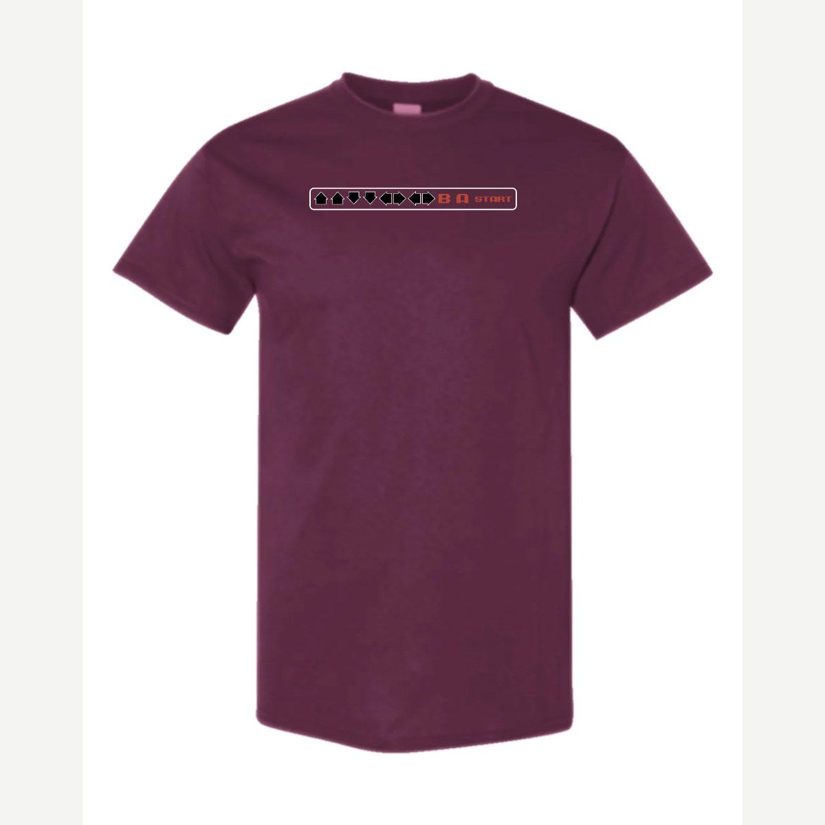 Cheat Code (↑↑↓↓←→←→ B A Start) — Classic Tee / Maroon