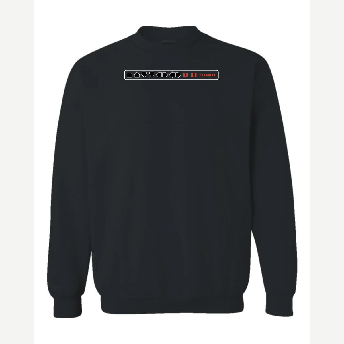 Cheat Code (↑↑↓↓←→←→ B A Start) — Crewneck Sweatshirt / Black
