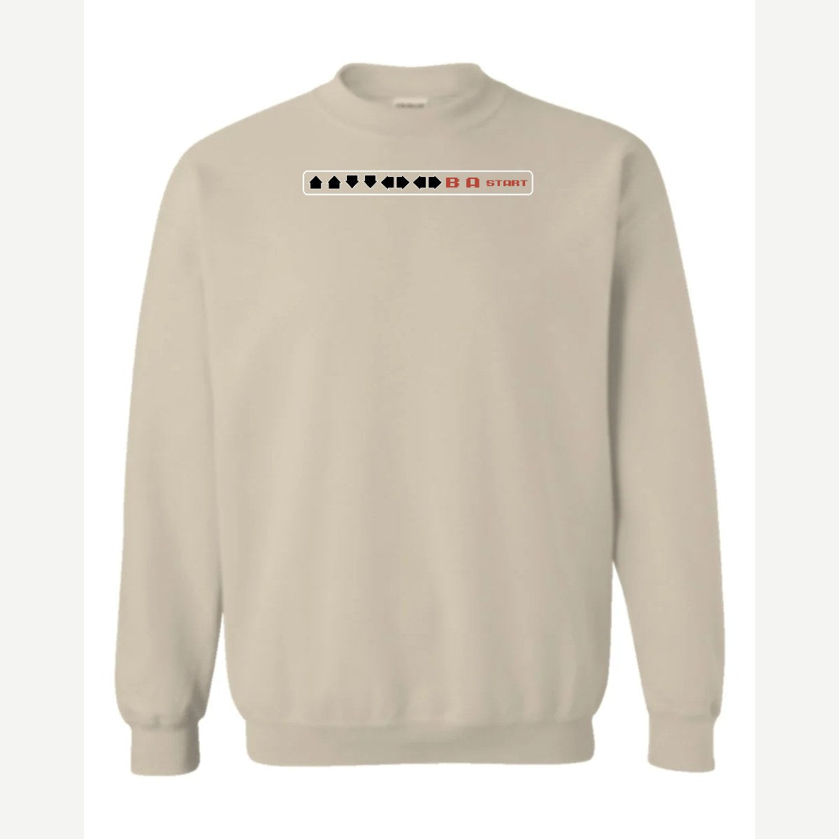Cheat Code (↑↑↓↓←→←→ B A Start) — Crewneck Sweatshirt / Sand