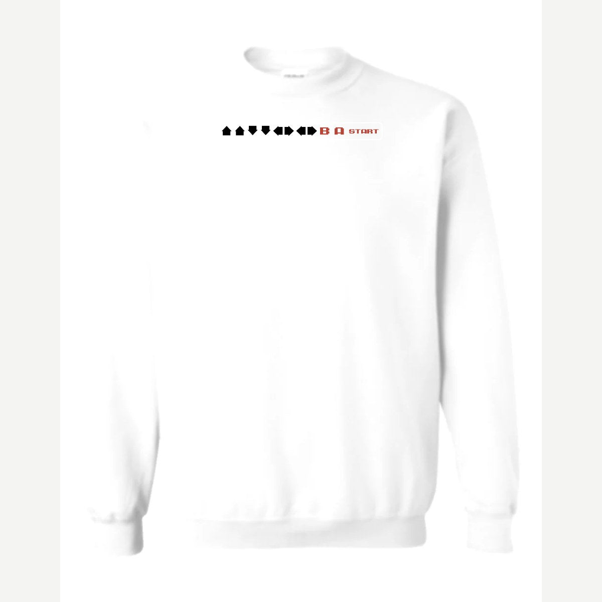 Cheat Code (↑↑↓↓←→←→ B A Start) — Crewneck Sweatshirt / White