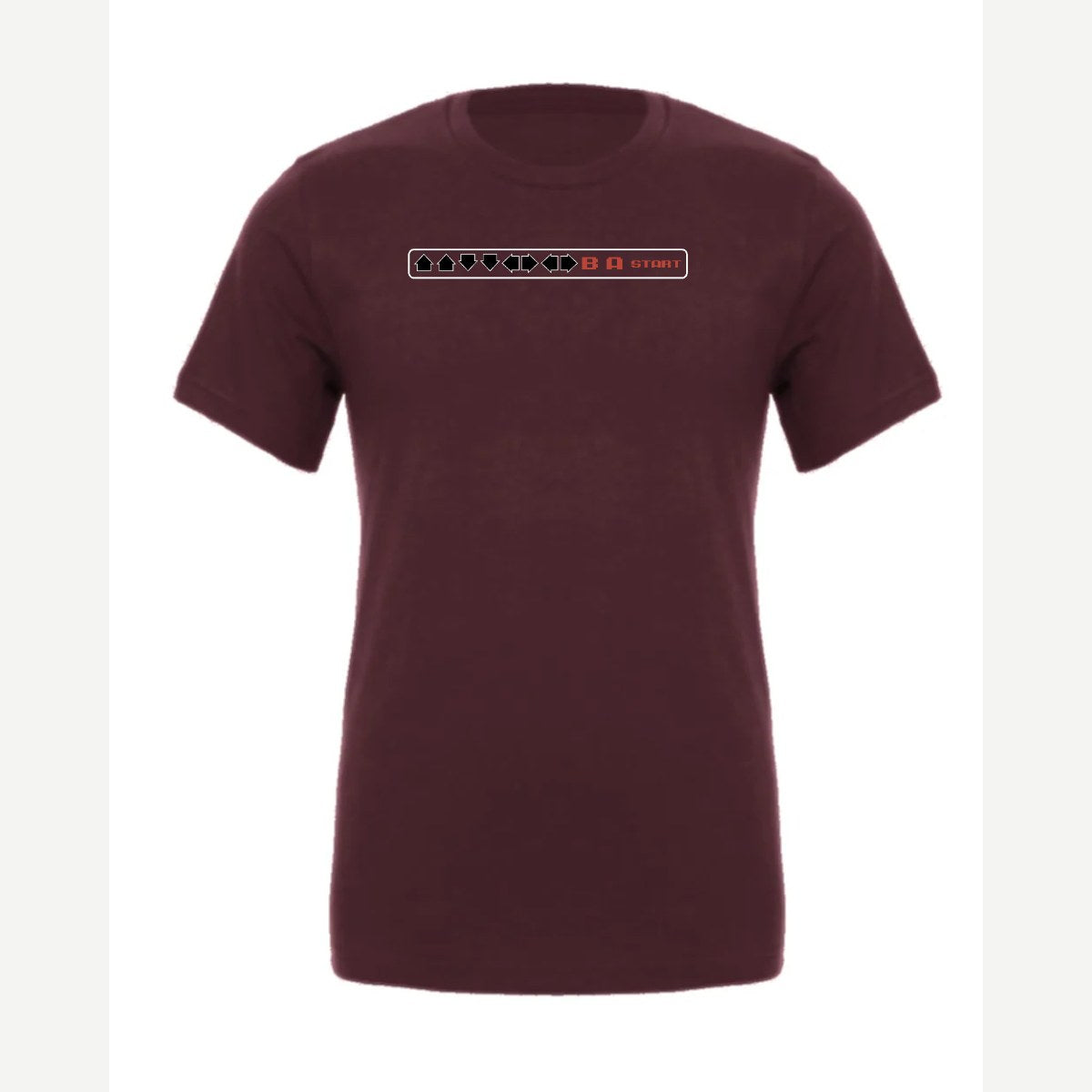 Cheat Code (↑↑↓↓←→←→ B A Start) — Premium Tee / Maroon