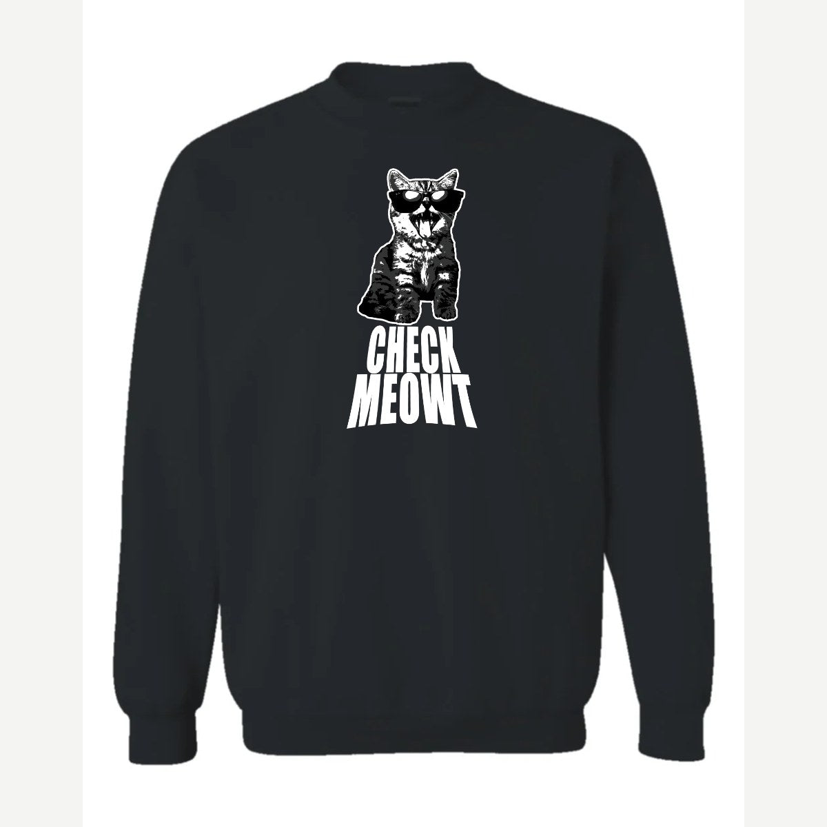 Check Meowt — Crewneck Sweatshirt / Black