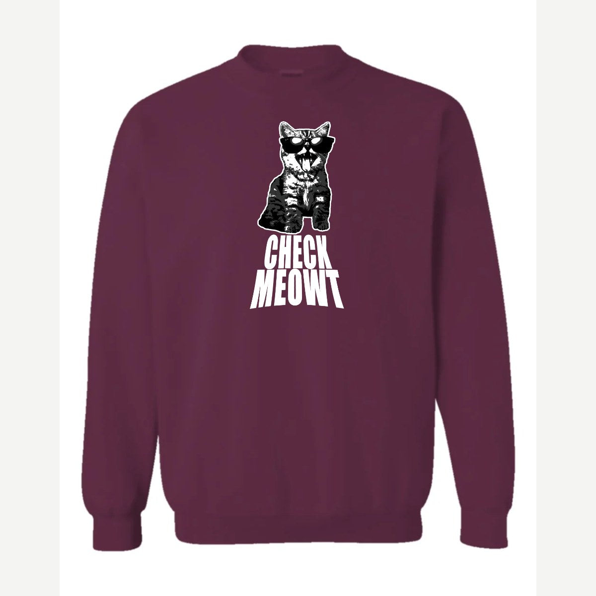 Check Meowt — Crewneck Sweatshirt / Maroon
