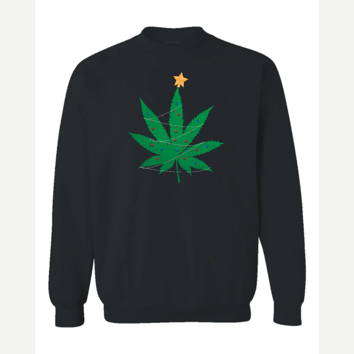 Christmas Tree Leaf — Crewneck Sweatshirt / Black