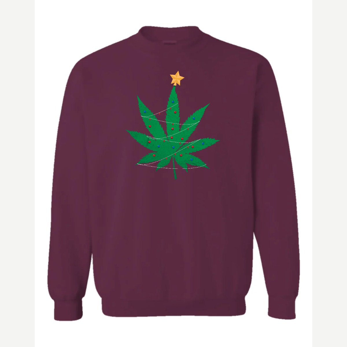 Christmas Tree Leaf — Crewneck Sweatshirt / Maroon