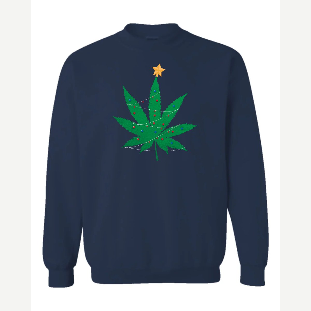 Christmas Tree Leaf — Crewneck Sweatshirt / Navy
