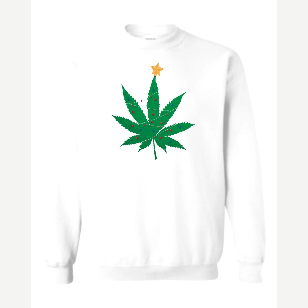 Christmas Tree Leaf — Crewneck Sweatshirt / White