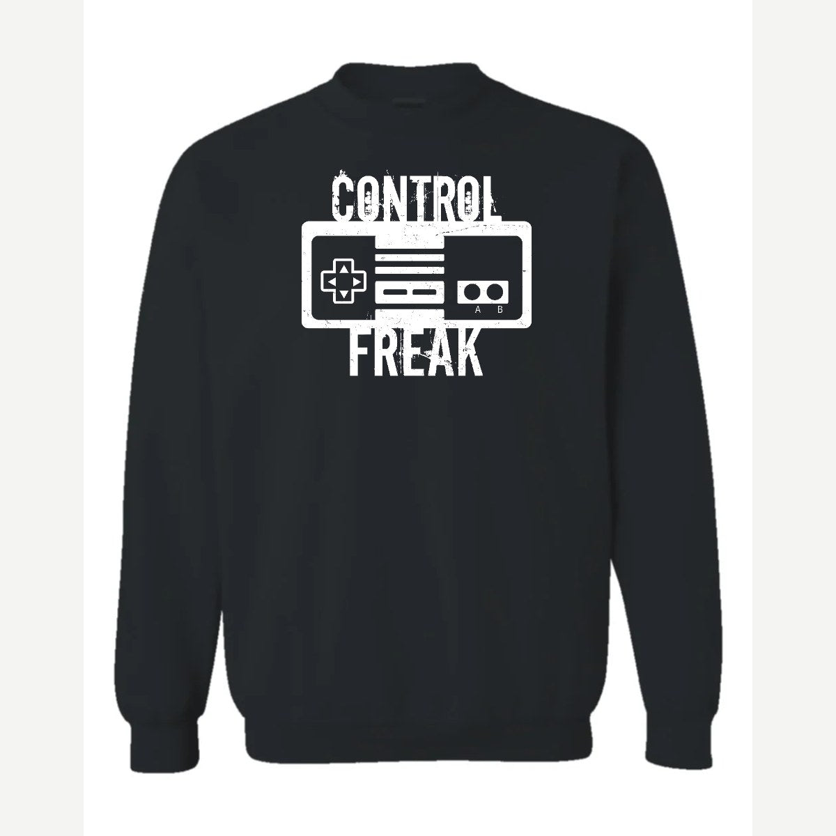 Control Freak (Retro Game Controller) — Crewneck Sweatshirt / Black